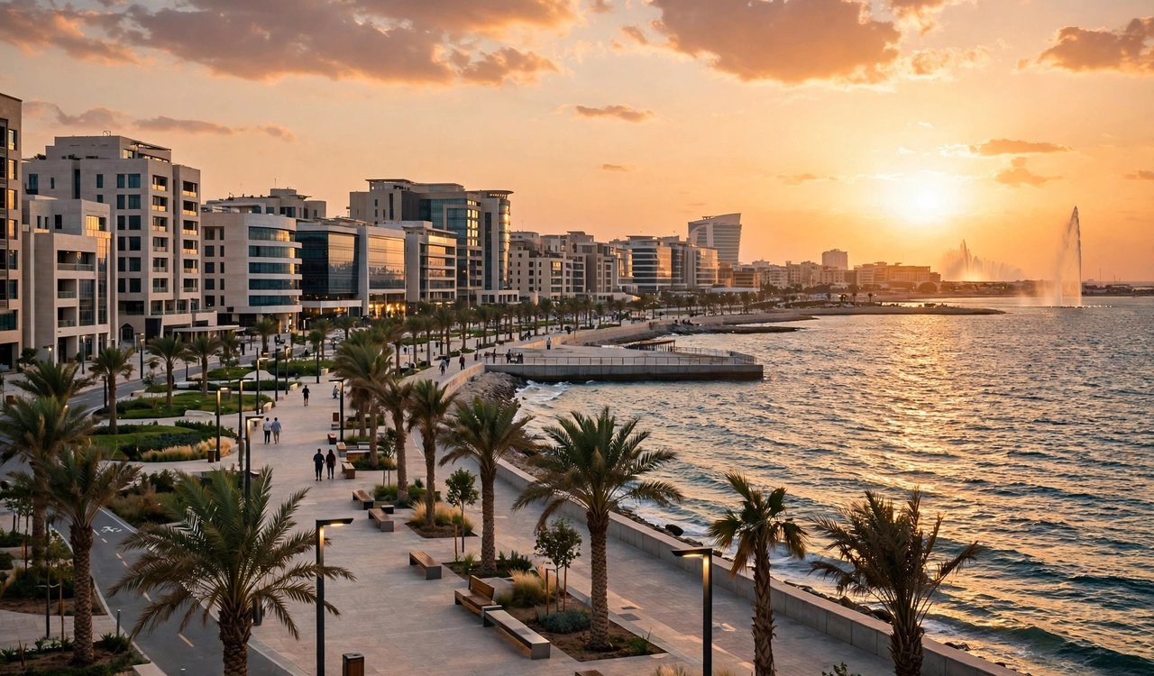 Jeddah corniche on a warm day