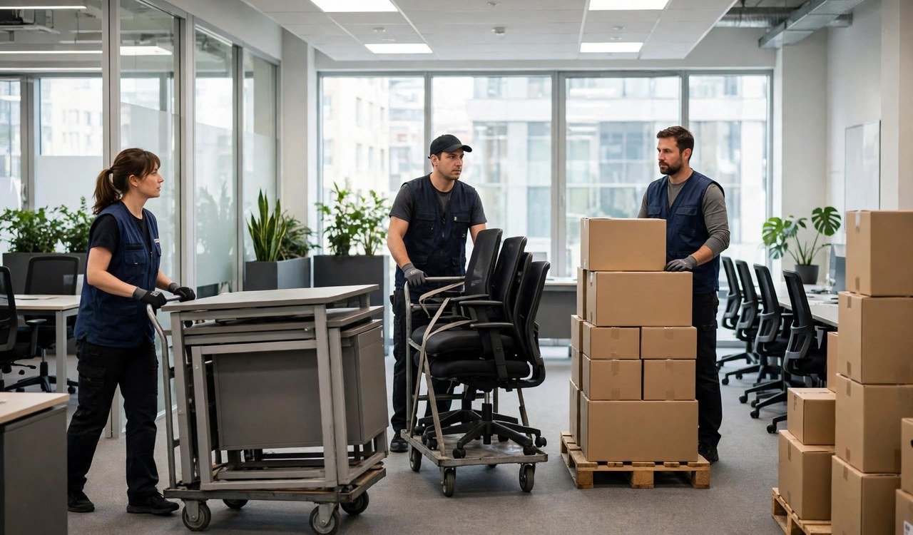 Packed boxes and furniture ready for moving day