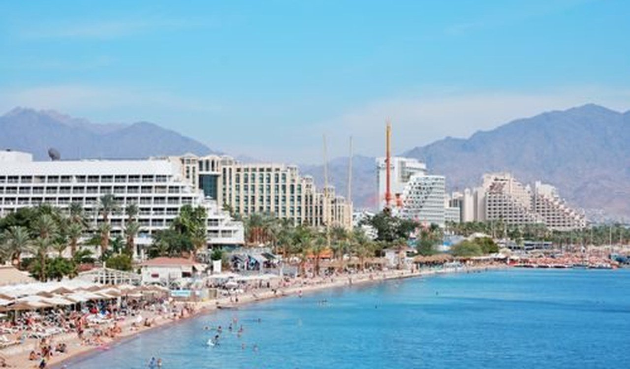 Beach and resort buildings by the sea