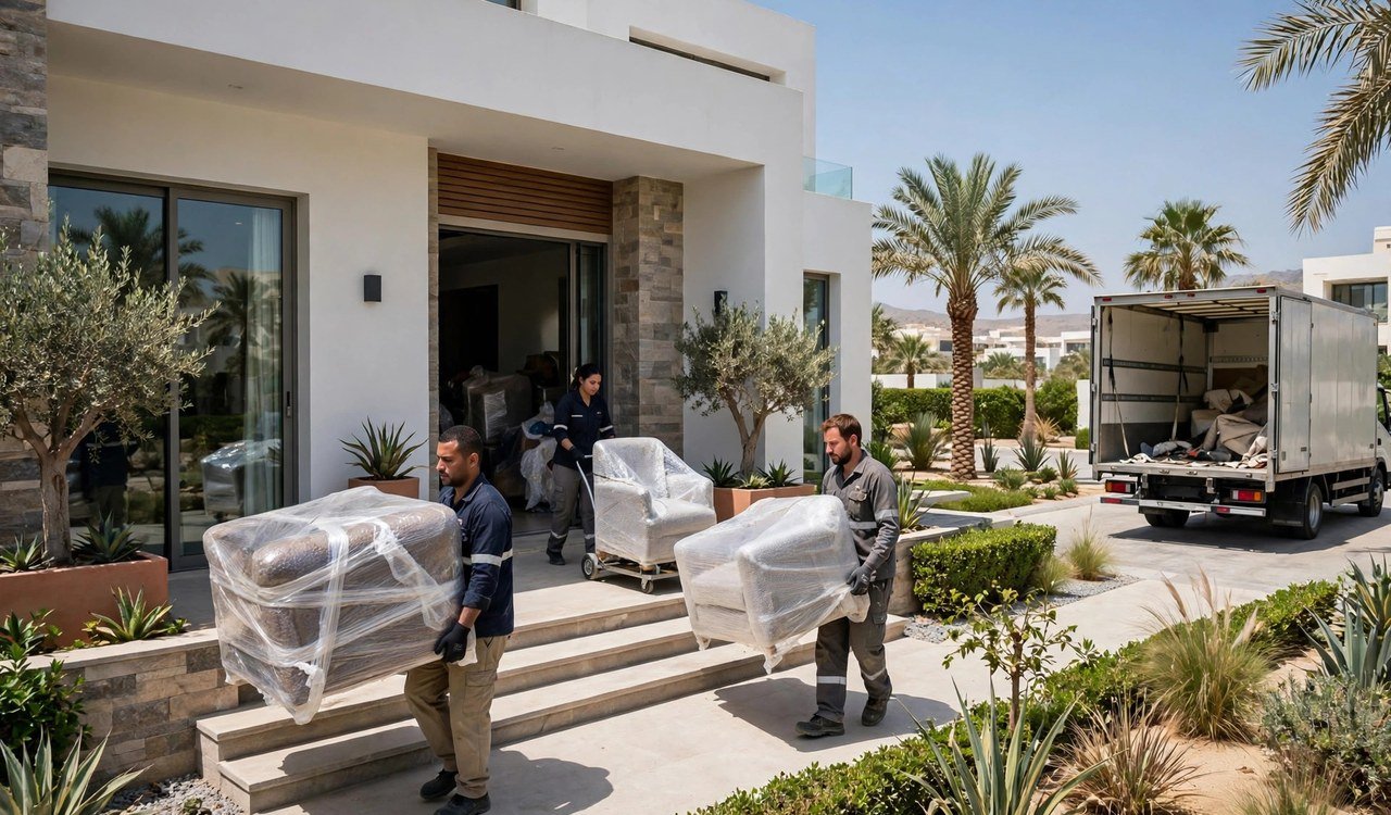 Villa furniture prepared for a long-distance move
